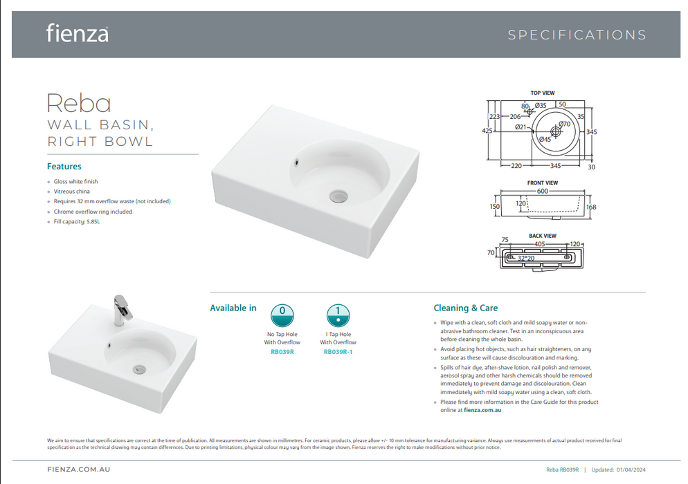 Product Specification Information Right