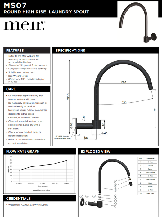 Product specification information