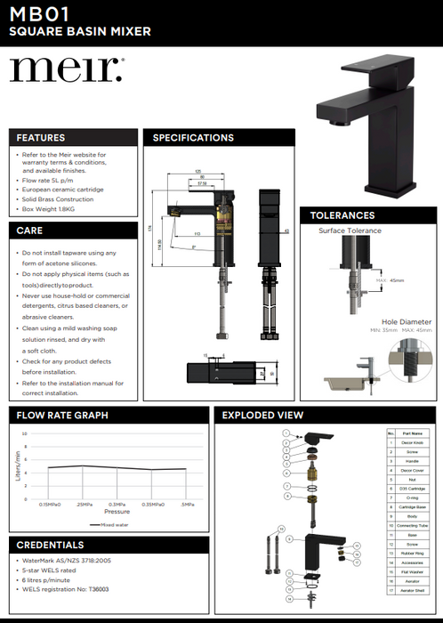 Product Specification Information