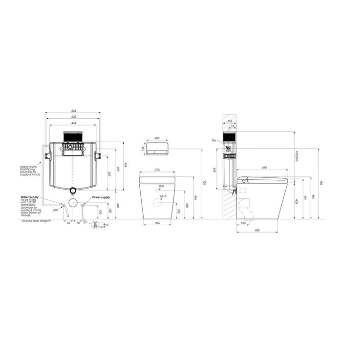 Specification Line Drawing with ViSmart Low Level Cistern