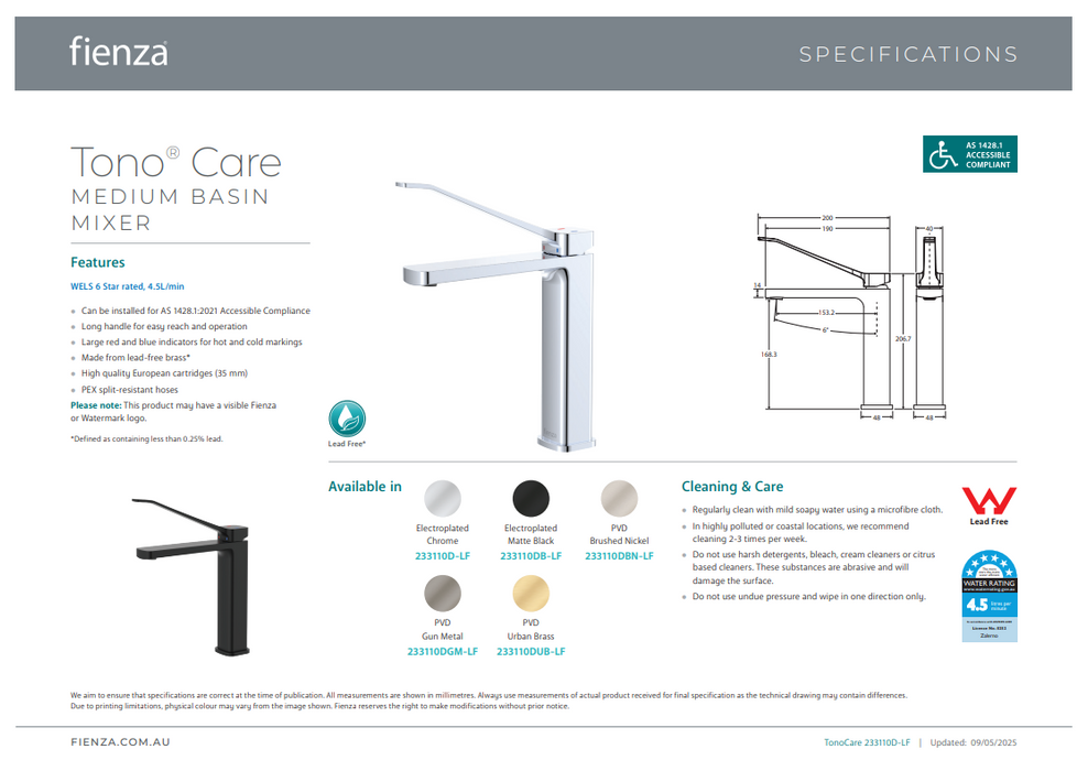 Product Specification Information