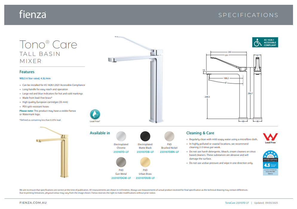 Product Specification Information