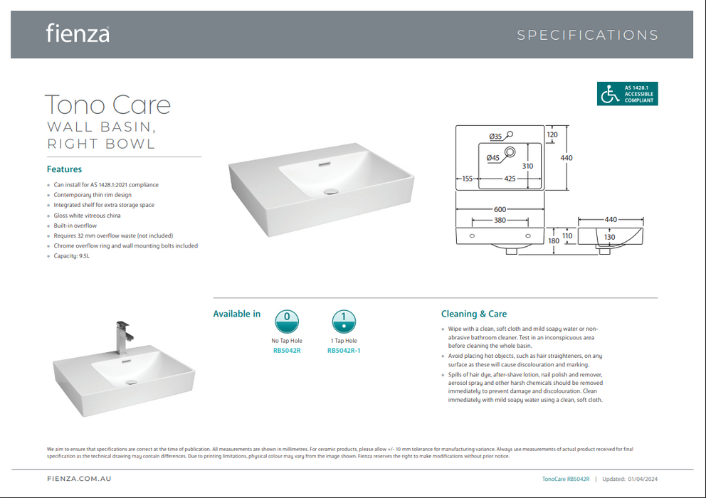 Product Specification - Right