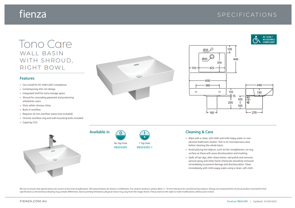 Product Specification Information - right