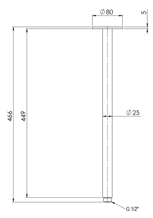 Vivid Ceiling Arm Only 450mm (Matte Black) (Line Drawing)