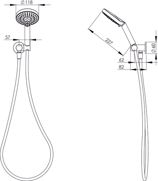 Vivid Hand Shower (Gunmetal) (Line Drawing)