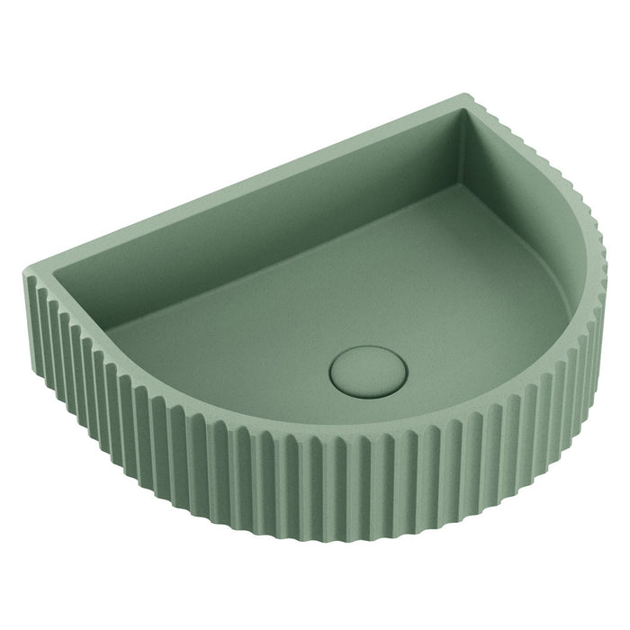 Fienza Valentina Fluted Arch Concrete Wall Basin (Sage)