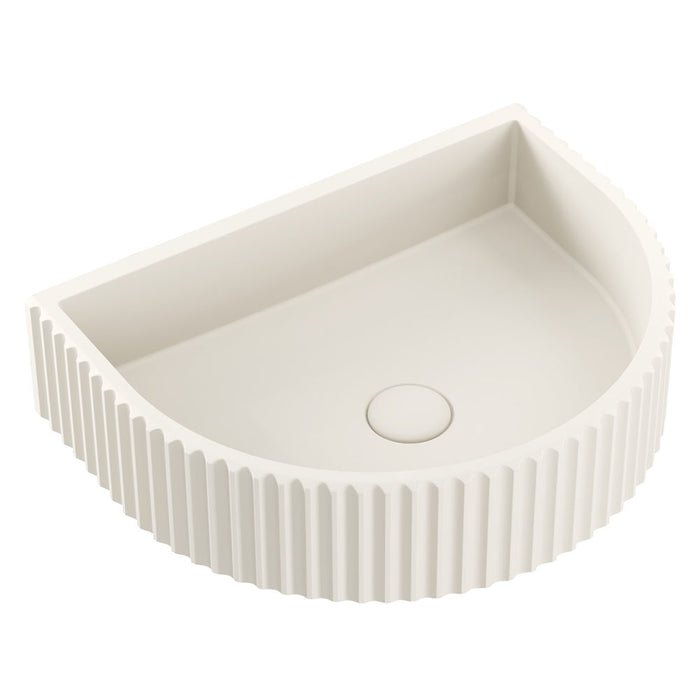 Fienza Valentina Fluted Arch Concrete Wall Basin (Warm White