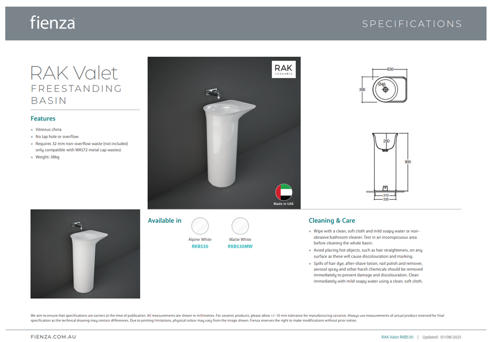 Product Specification Information