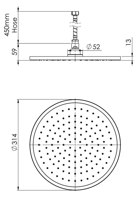 Vivid Slimline Flush Mount Ceiling Shower 300mm Round (Chrome)