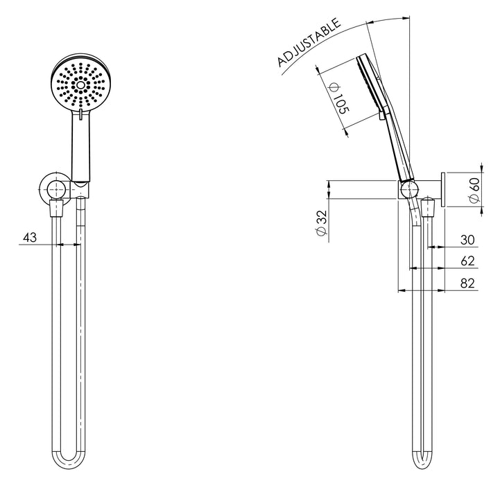 Vivid Slimline Hand Shower (Line Drawing)