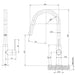 Vivid Slimline Pullout Sink Mixer (Line Drawing)