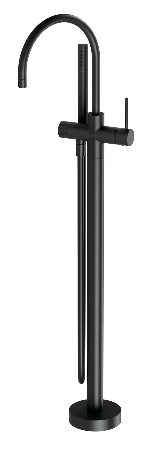 Vivid Slimline Floor Mounted Bath Mixer with Hand Shower (Matte Black)