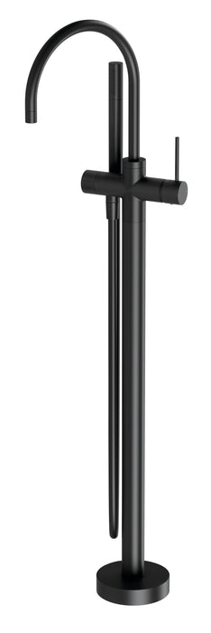 Vivid Slimline Floor Mounted Bath Mixer with Hand Shower (Matte Black)