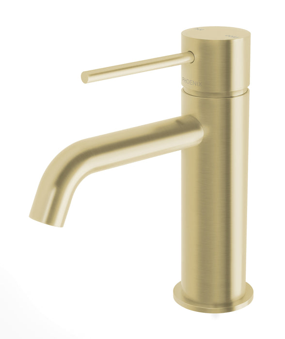 Vivid Slimline Basin Mixer Curved Outlet (Brushed Gold)