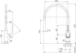 Vivid Slimline Oval Sink Mixer 220mm Gooseneck (Line Drawing)