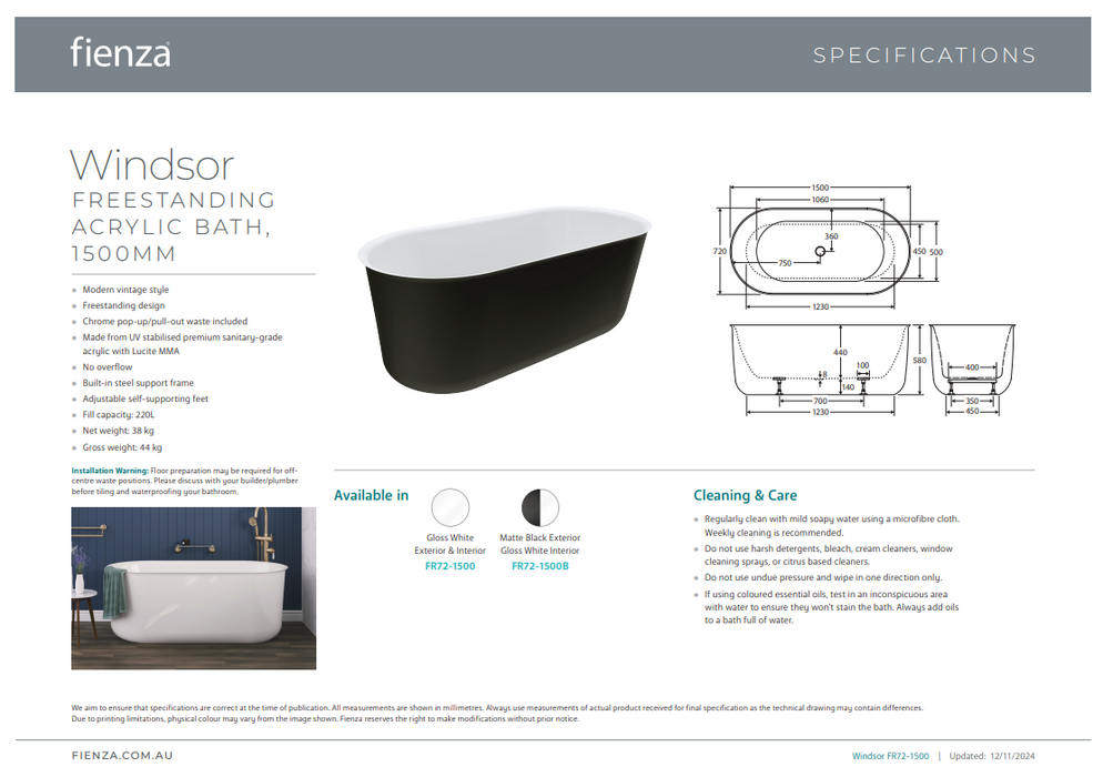 Product Specification Information