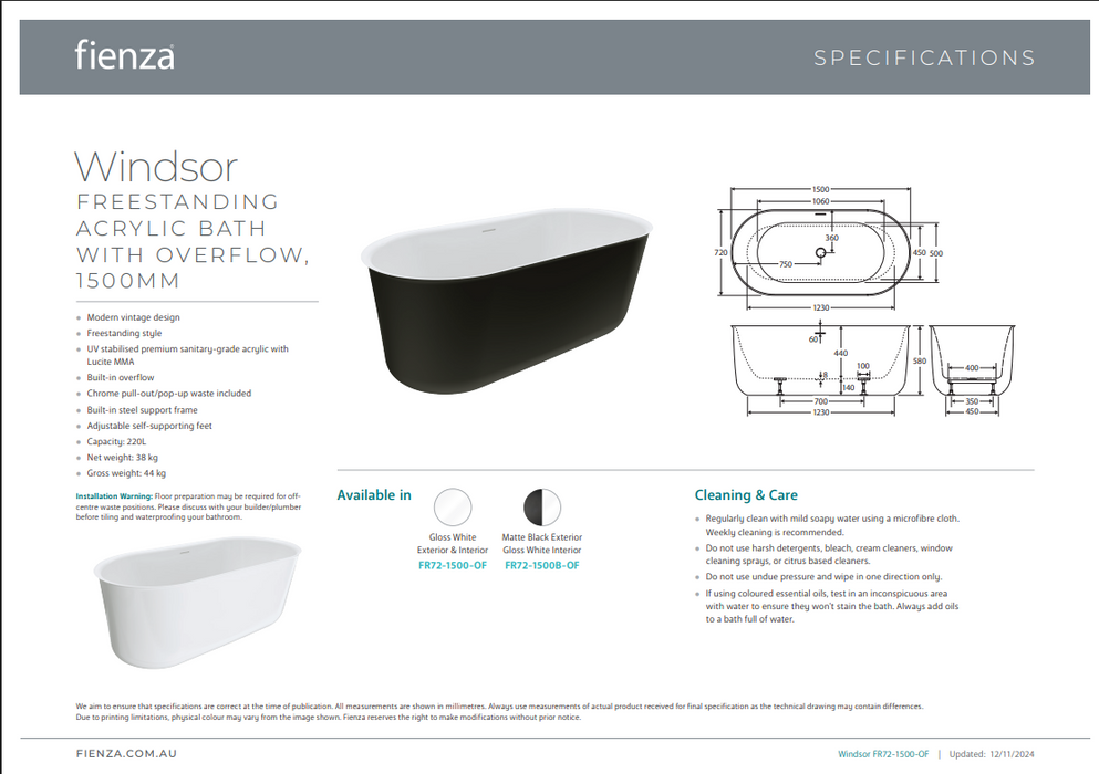 Product Specification Information