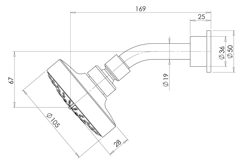 Ivy 3 Function Wall Shower & Arm (Chrome)
