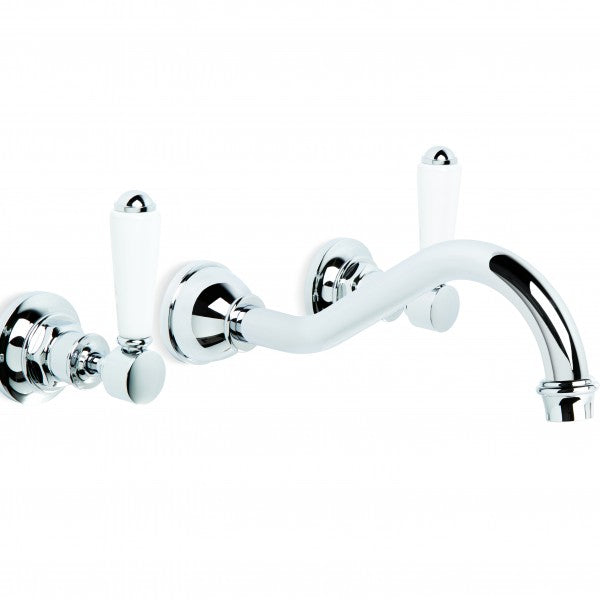 Winslow Wall Set with 225mm Traditional Spout (Lever) (Chrome) (Flow Control)