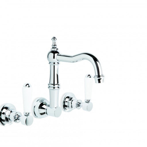 Winslow Wall Set with 185mm Traditional Swivel Spout (Lever) (Chrome)