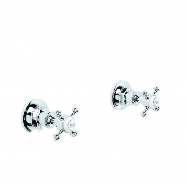 Winslow Wall Taps, Pair (Cross Levers) (Chrome)