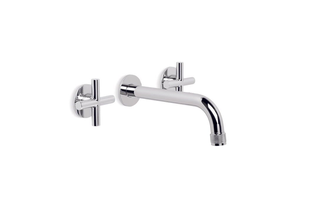 Yokato Wall Basin Set with 160mm Spout and Installation Kit (Cross Handles) (Chrome) (Flow Control)