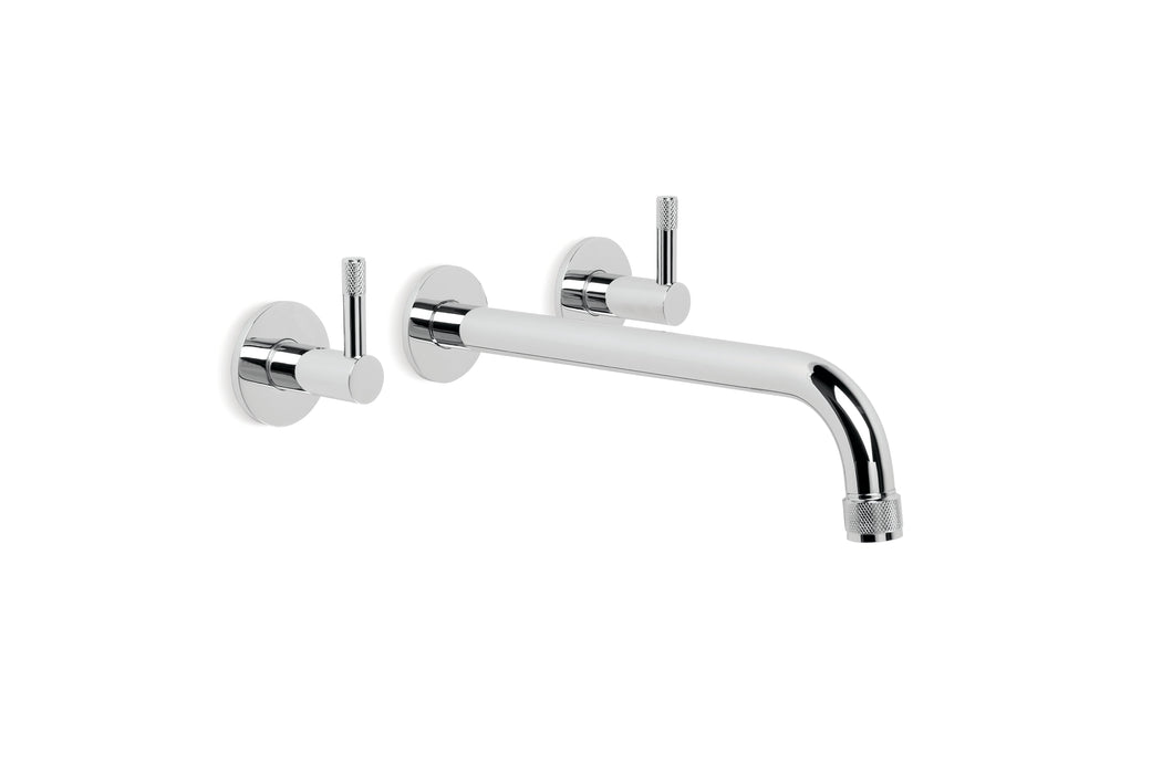 Yokato Wall Bath Set with 200mm Spout and Installation Kit (Knurled Levers) (Chrome)