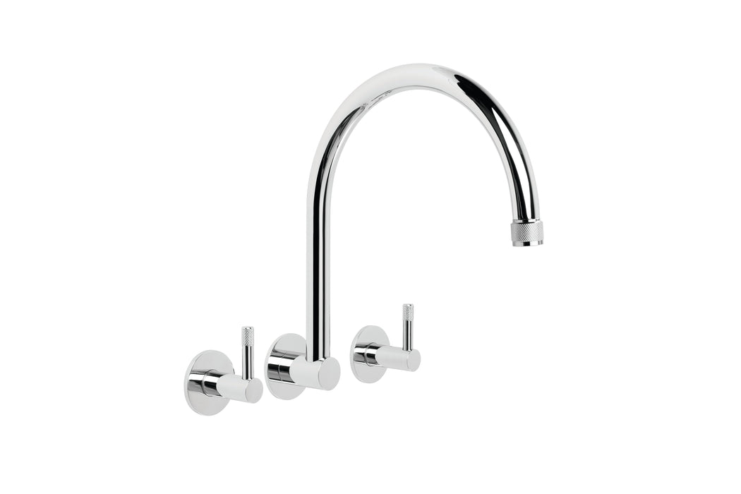 Yokato Wall Set with 235mm Swivel Spout (Knurled Levers) )(Chrome)