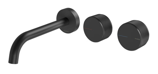 Axia Basin/Bath Curved Outlet Hostess Wall Tap Set 180mm (Matte Black)