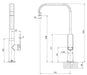 Teel Sink Mixer 200mm Squareline (Line Drawing)