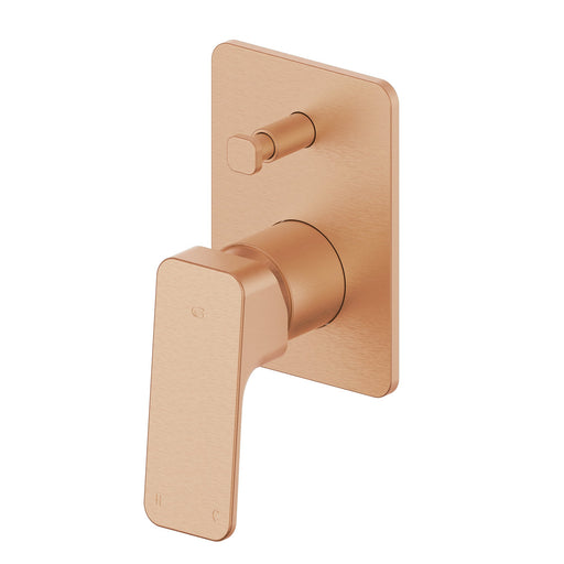 Swept Wall Mixer with Diverter in Brushed Copper