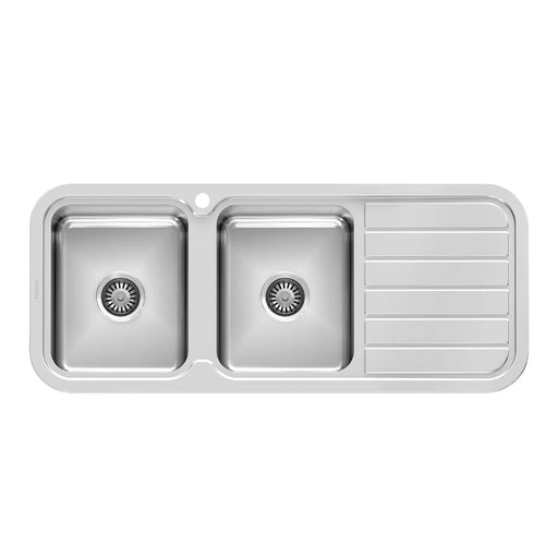 Phoenix Tapware | 1000 Series Double Left Hand Bowl Sink with Drainer and Taphole