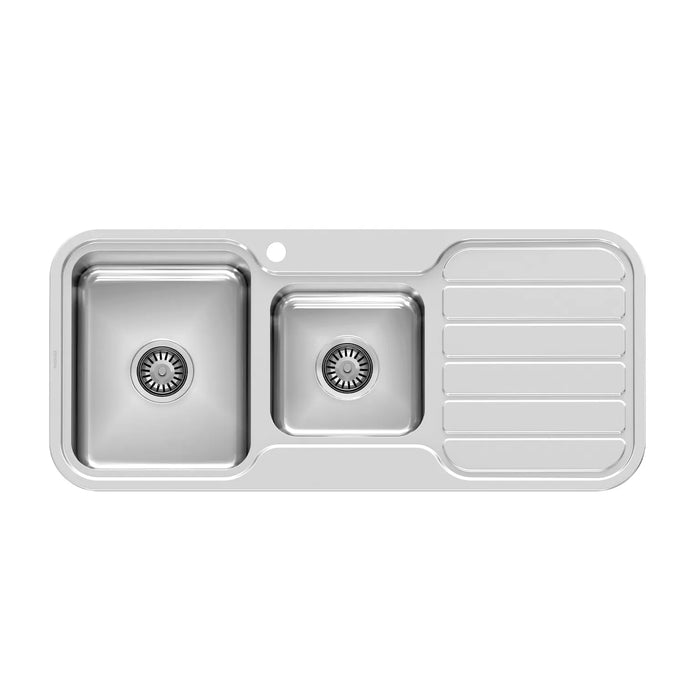 Phoenix Tapware | 1000 Series 1 and 3/4 Left Hand Bowl Sink with Drainer and Taphole