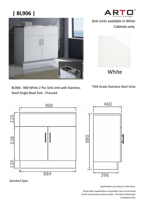 Arto BL906 Laundry Cabinet & Sink