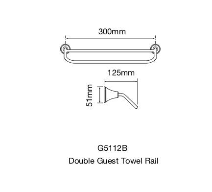 Bastow Georgian Double Towel Rail (Line Drawing)