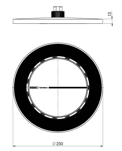 NX Iko Shower Rose with Hydrosense (Line Drawing)
