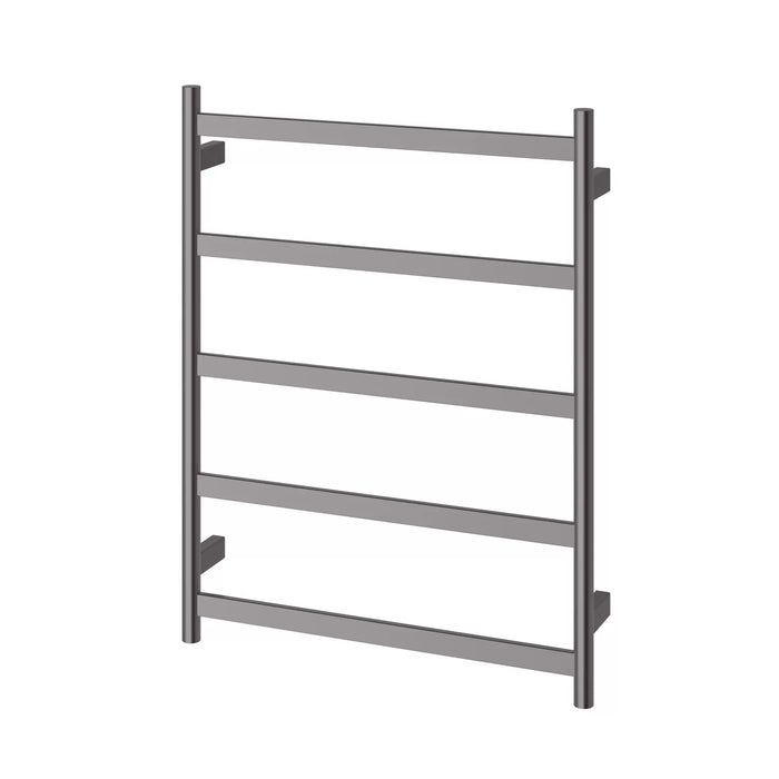 Phoenix | Five Flat Bar Heated Towel Ladder in Brushed Carbon