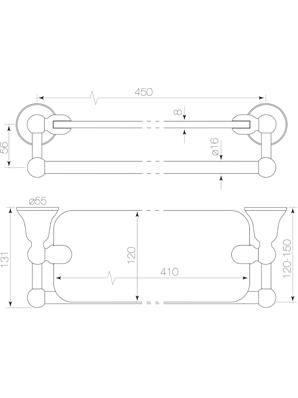 Cascade Glass Shelf & Rail 450mm - Faucet Strommen