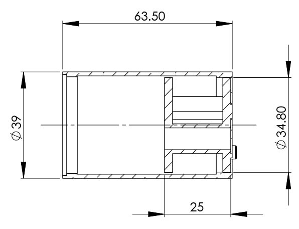 Shower Mixer Body Extension 25mm (Matte Black) (Line Drawing)