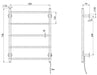 Radii Heated Towel Ladder 550 x 740mm (Round) (Line Drawing)