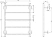 Radii Towel Ladder 550 x 740mm (Square) (Line Drawing)